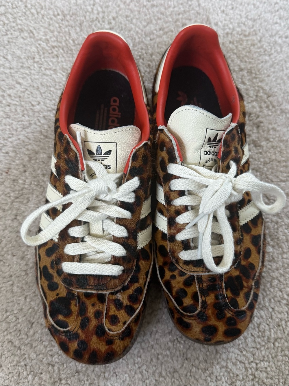 Adidas Samba OG Shoes in Core Black / Preloved Red / Cream White Cheetah Leopard - Picture 2 of 9